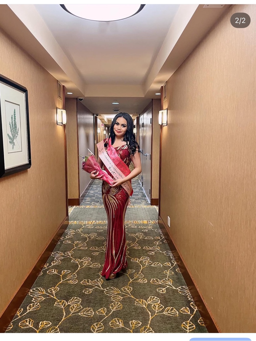 Red Sequin Mermaid Gown with Gold Accents/Pageant dress/Grad/Special Occasion.